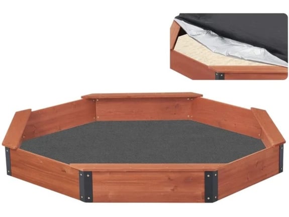 Kinder Home Veliki dečiji peščanik, drveni osmougaonik, vodootporna navlaka