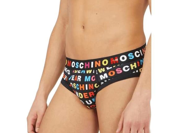 Moschino Underwear Muške crne brif gaće sa printom