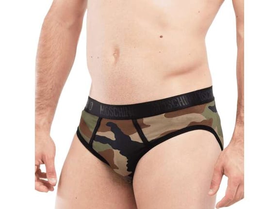 Moschino Underwear Muške crne brif gaće sa printom