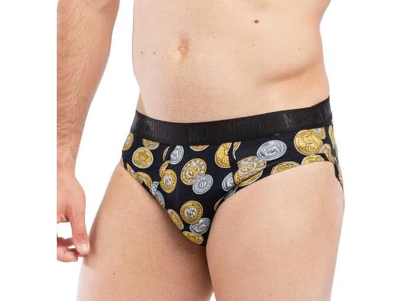 Moschino Underwear Muške crne brif gaće sa printom