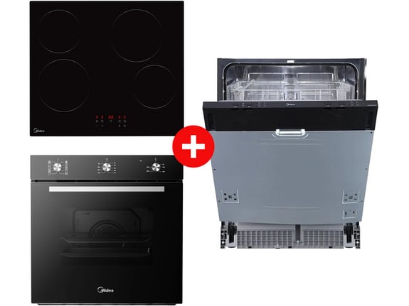 Midea Ugradna mašina za pranje sudova MID60S120-HR + Midea Ugradna rerna MBON5M90M5-BK + Midea Ugradna ploča MC-6F6004R242
