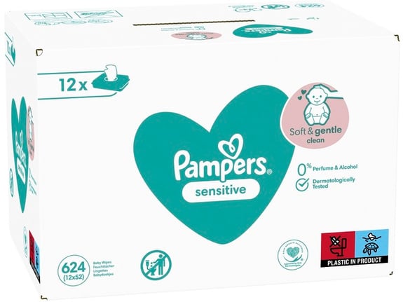 Pampers Vlažne maramice Sensitive 12 pakovanja x 52 624kom