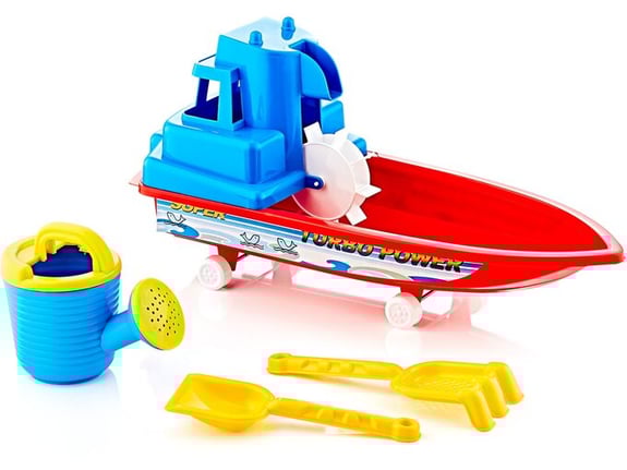 Plastični brodić sa dodacima za plažu