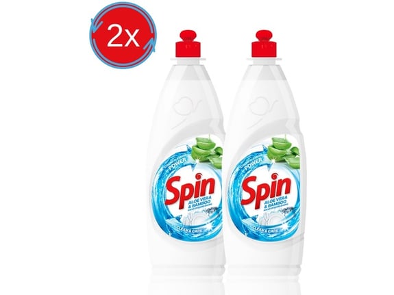 Spin Deterdžent za ručno pranje posuđa Aloe Vera&Bamboo 2x750ml