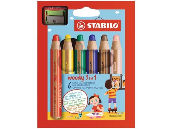 Stabilo Set drvena, voštana i vodena bojica sa rezačem Woody 3u1 1/6