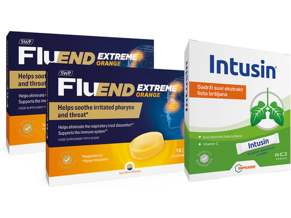 Sun Wave Pharma Fluend extreme orange 16 pastila x 2 + Intusin 20 kesica