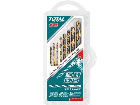 Total alati 8-delni set HSS burgija za metal 2-8mm