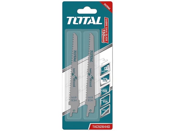 Total alati Listovi za povratnu testeru za drvo 2kom 6TPI 150mm