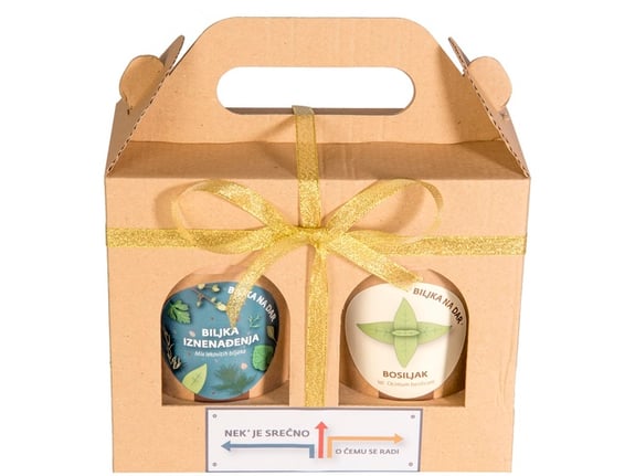 Urbana bašta Biljka na dar Nek je srećno miks ukrasnog bilja i Bosiljak