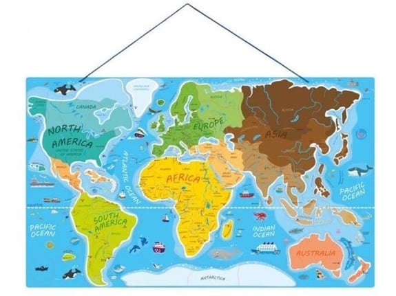 Woody Magnetna mapa sveta - 2 u 1 igraj se i uci