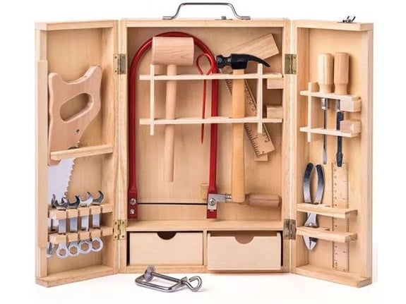 Woody Metalni alati u drvenoj kutiji veliki