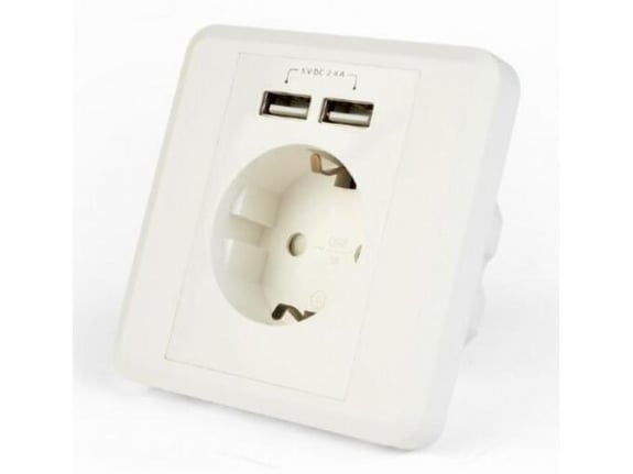 Gembird AC Šuko za utikač 2 porta USB punjač, 2.4A EG-ACU2A2-01