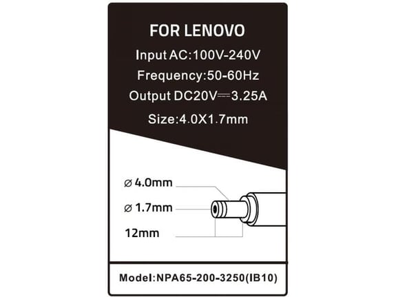 Gembird Punjač za laptop 65W-20V-3.25A, 4.0x1.7mm (819 Alt=IB09) NPA65-200-3250 (IB10)