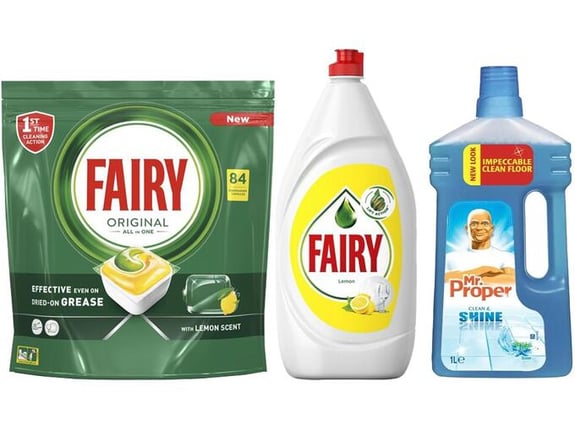 Fairy kapsule 84kom i Mr. Proper Paket za domaćinstvo