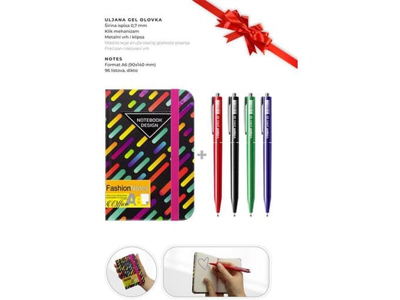 Moja Knjižara Set 4 gel olovke Vinson z3 zeero i notes Fashion office a6/96