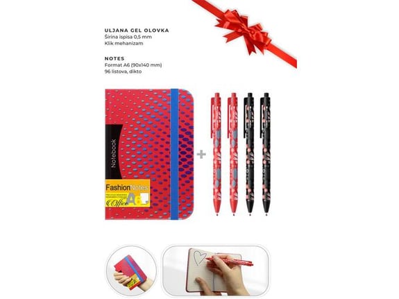 Moja Knjižara Set 4 gel olovke Vinson f7 Flower i notes Fashion office a6/96