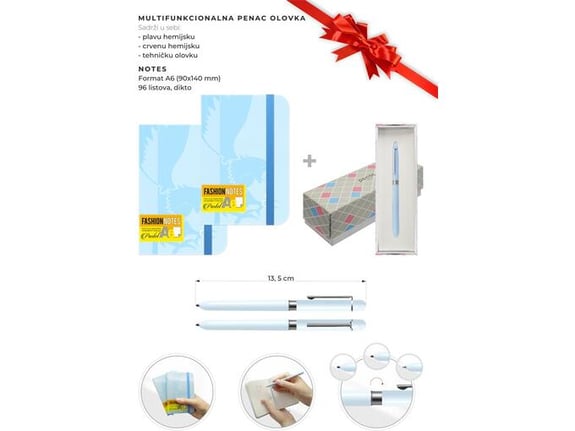 Moja Knjižara Set olovka Penac multi mf0107sb-gc8 i notes fashion pastel a6/96