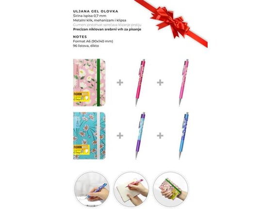 Moja Knjižara Set 2 gel olovke Vinson 206 Daisy i notes Fashion daisy a6/96