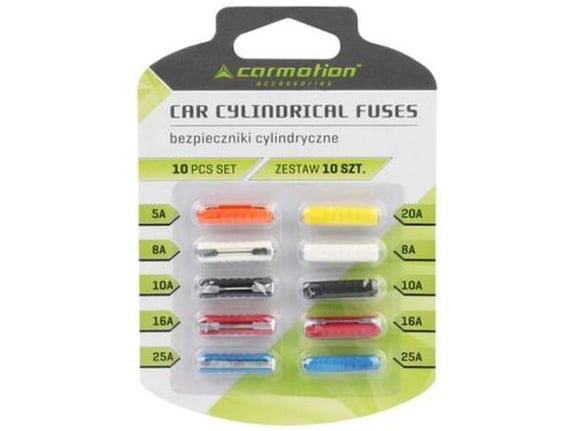 Carmotion Osigurači 10/1 cilindrični 5a - 1 kom 8a - 2 kom 10a - 2 kom 16a - 2 kom 20a - 1 pc 25a - 2 kom