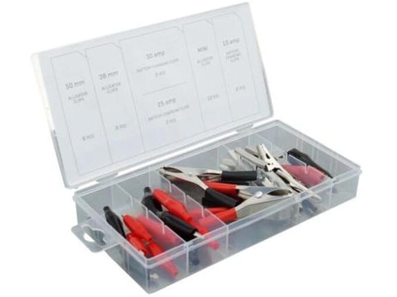 Carmotion Klešta za start kablove 28kom set sadrži:6kom 50mm6 kom 38mm10 mini2kom 30a2kom 25a2kom 10a