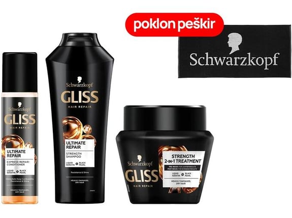 Gliss Set za kosu Ulitimate repair + Schwarzkopf peškir