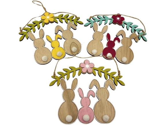 Viter Uskršnja porodica zekica ispod venčića 18x15 cm