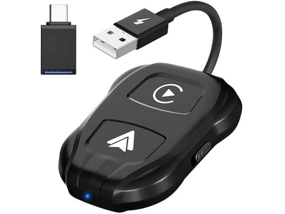 TechAdro Carplay Wireless Adapter za auto Andorid 2 u 1 USB, Type C crni