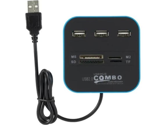 USB hub I citac kartica 2u1 JWD-U35 plavi