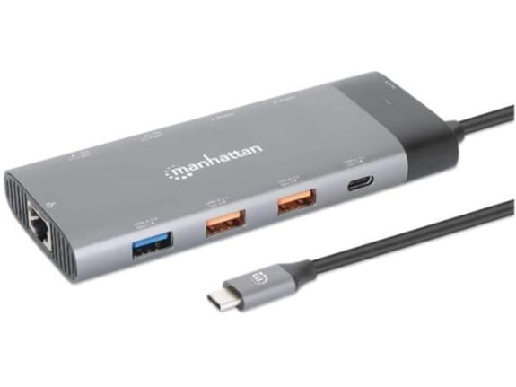 Manhattan Docking station 130714 10in1 USB-C - 2xHDMI/5xUSB/LAN/PD 100W