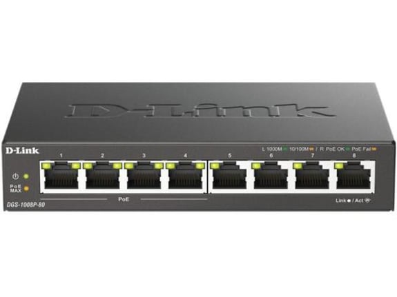 D-Link LAN Switch DGS-1008P/E 10/100/1000 8port -4Poe