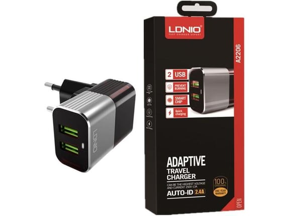 Kućni punjač Ldnio A2206 2XUSB 24A + Type-C kabl