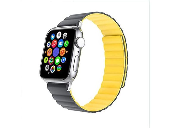 Silikonska narukvica za Apple Watch sa magnetom sivo zuta 38/ 40/ 41 mm