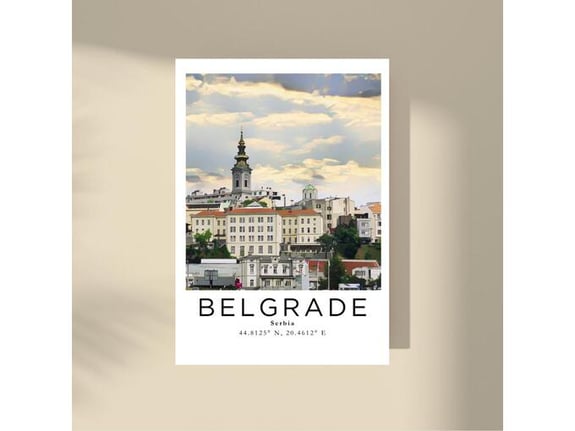 Imagio Studio poster Over the River Sava - Belgrade 21x30 cm, visokokvalitetni art papir