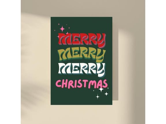 Imagio Studio poster Green Merry Christmas 30x40 cm, visokokvalitetni art papir