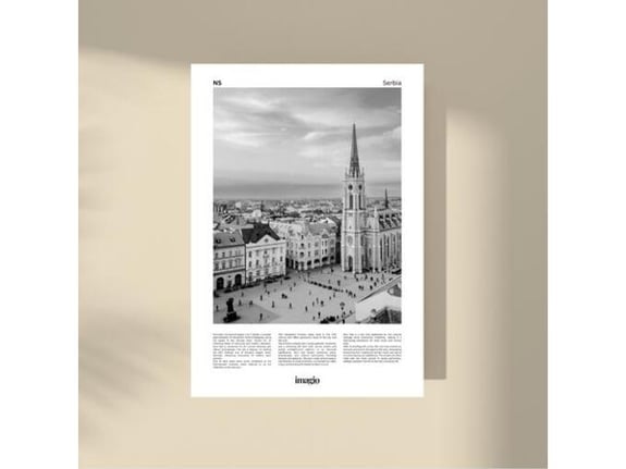 Imagio Studio poster Novi Sad B&W 21x30 cm, visokokvalitetni art papir