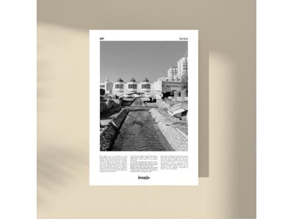 Imagio Studio poster Novi Pazar B&W 21x30 cm, visokokvalitetni art papir
