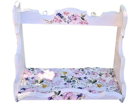 Etnoria dekupaž kuhinjska polica Cvetana, sa etno motivima, za začine, za pult, za ukras, za poklon