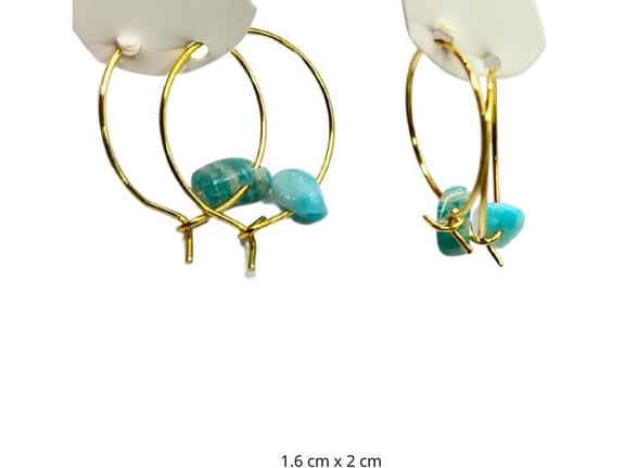 Etnoria minđuše - Dragi kamen u zlatnom krugu - jednokamen tirkiz