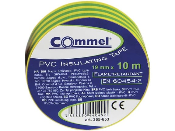 Commel Izolir traka 0.13mm x 19mm x 10m žuto-zelena
