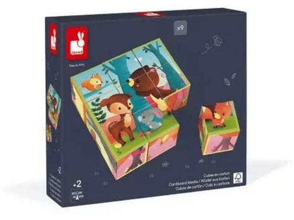 Janod Karton kocke sa motivima šumskih životinja – 2u1 edukativna igračka