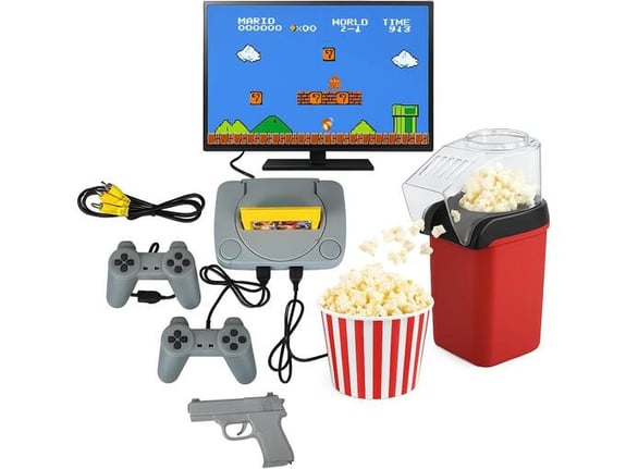 Aparat za kokice + Retro konzola sa ugrađenim igricama