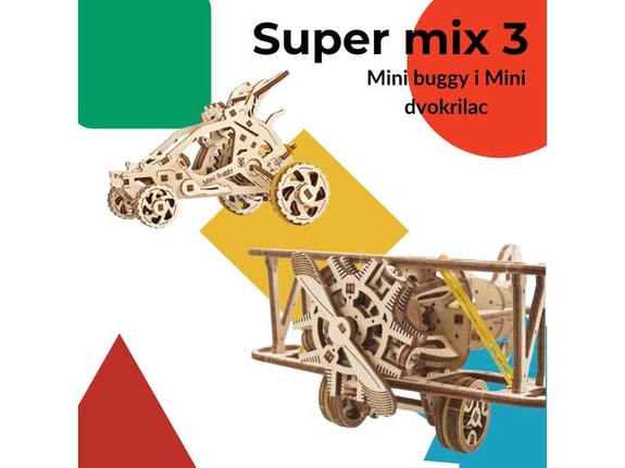 Ugears 3D puzzle Super mix 3 - Buggy i dvokrilac
