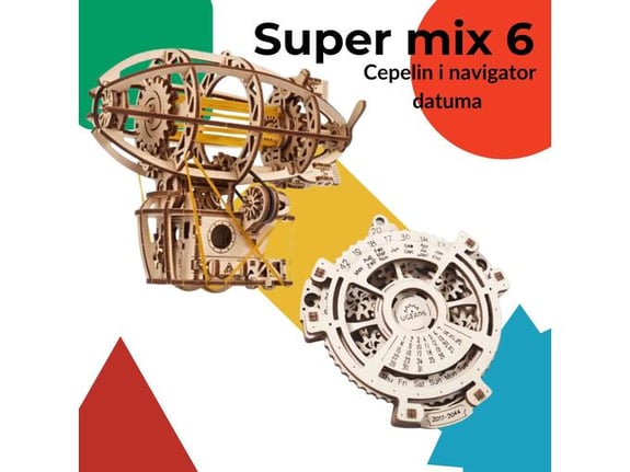 Ugears 3D puzzle Super mix 6 - Cepelin i navigator datuma
