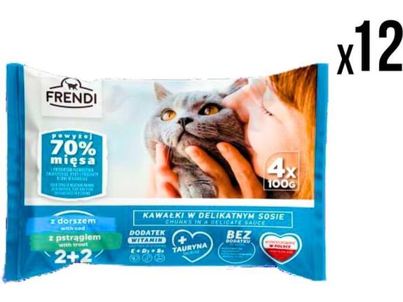 Frendi kesice 12x (4x100g) za mačke bakalar i pastrmka x48 kesica