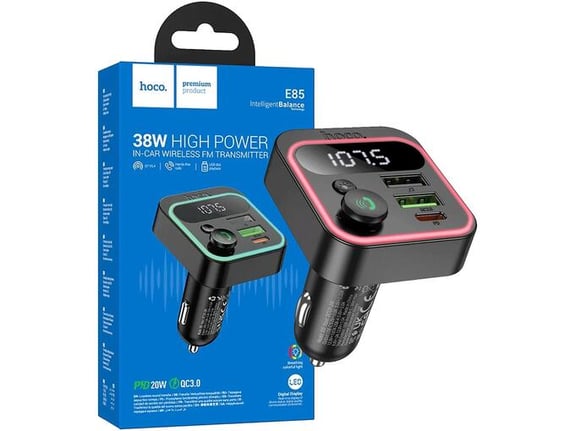 Hoco FM modulator 12/24V,2xUSB-,PD,QC30,20W E85 Tiger