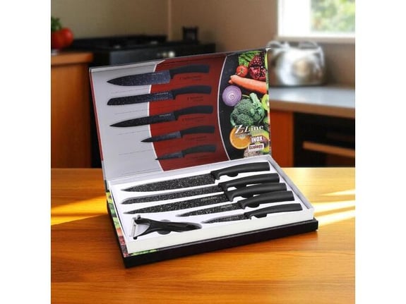 Set od 6 kuhinjskih noževa Cheffinger CF-MB03 i Tchibo stolnjak 359286