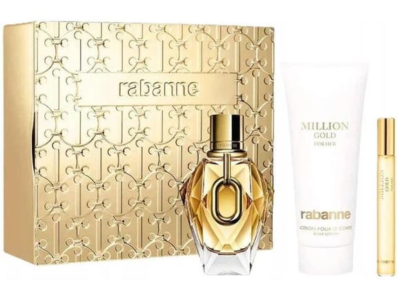 Paco Rabanne Million Gold Gift Set ( EDP 90ml + Body Lotion 100ml + EDP 10ml )