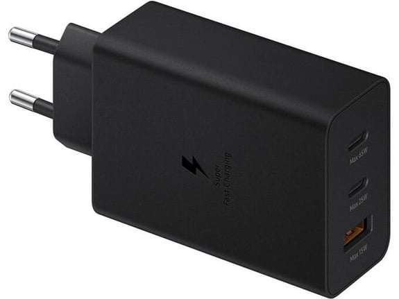 Kućni punjač Fast Charging Adapter Trio (USB-Cx2,USB-A) za Samsung PD 65W sa kablom Type-C na Type-C crni