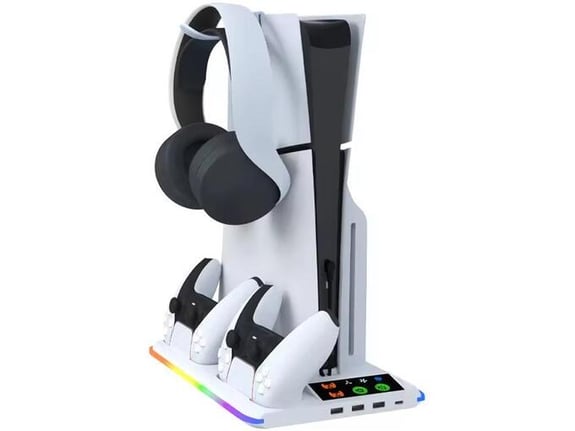 HA8008 EL RGB multifunkcionalni punjač i cooler za PS5 konzolu beli