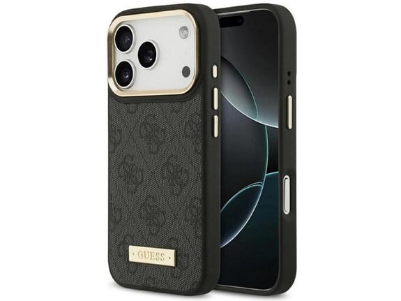 Maska za iPhone 17 Pro Guess 4G Logo Plate MagSafe crna